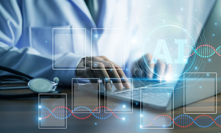Researcher using AI-driven eProtocol automation software to streamline and accelerate clinical trial design processes.