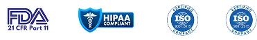 FDA,HIPAA and ISO Logos