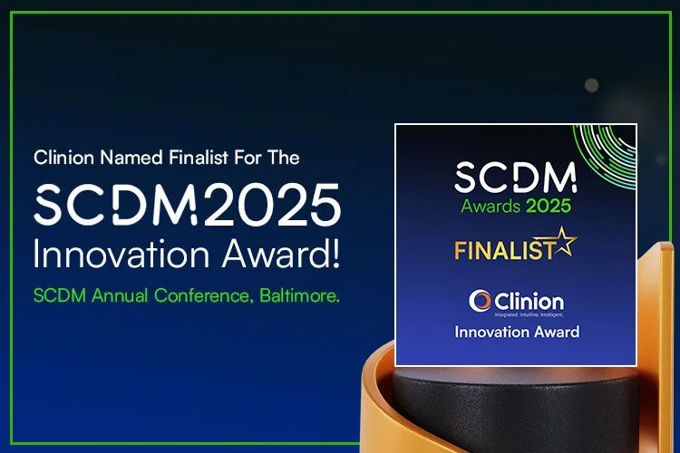 SCDM Innovation Award Finalist Clinion stands at SCDM Innovation Award Finalist