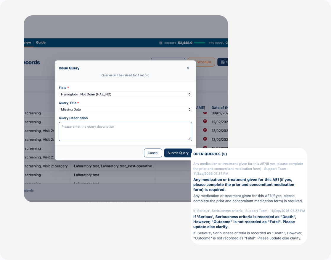 Agentic Assistant data review with issue query and open queries